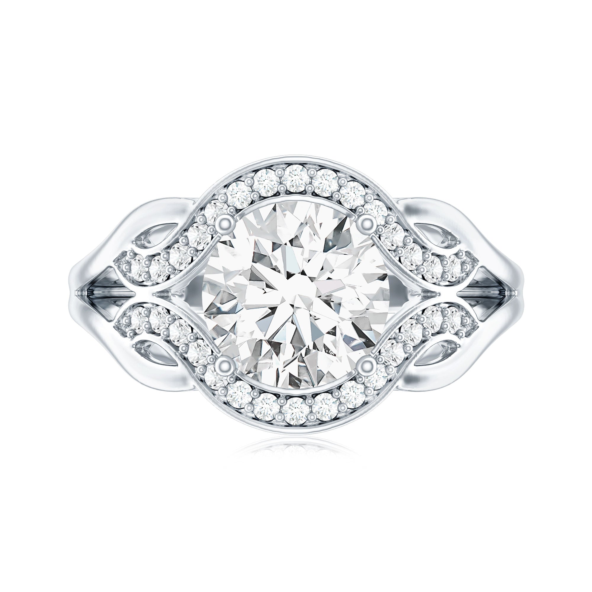 2 Carat Lab Grown Diamond Art Deco Engagement Ring Lab - ( EF-VS ) - Rosec Jewels