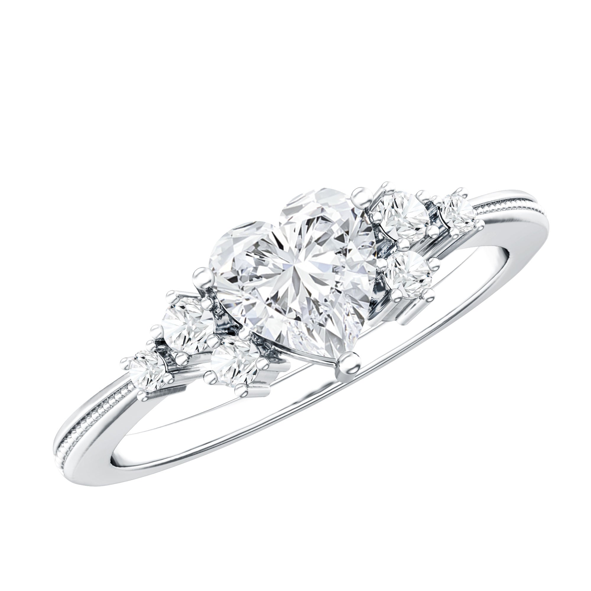 Rosec Jewels-Lab Grown Diamond 6 MM Heart Shaped Engagement Ring