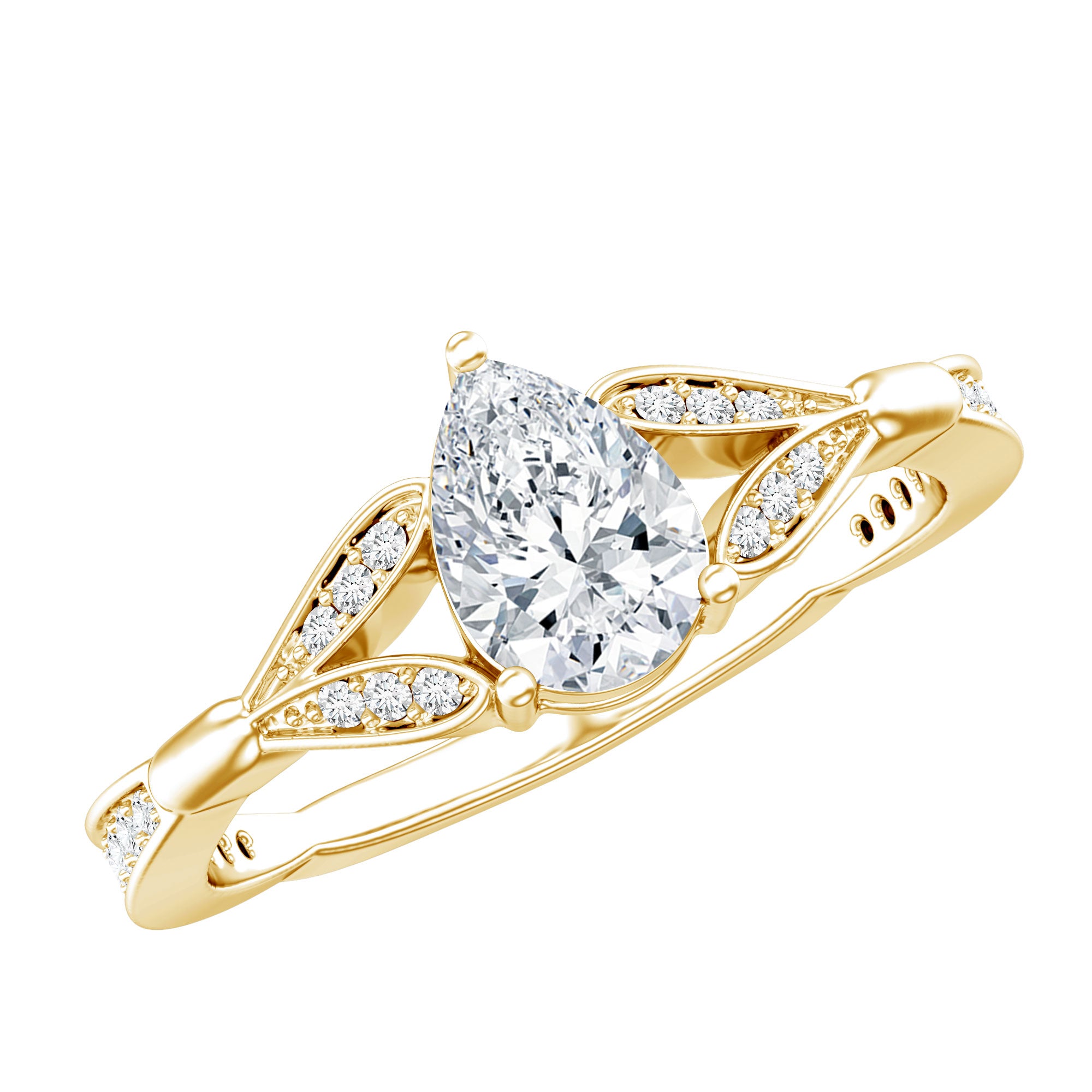 Rosec Jewels-Lab Grown Diamond Teardrop Split Shank Engagement Ring