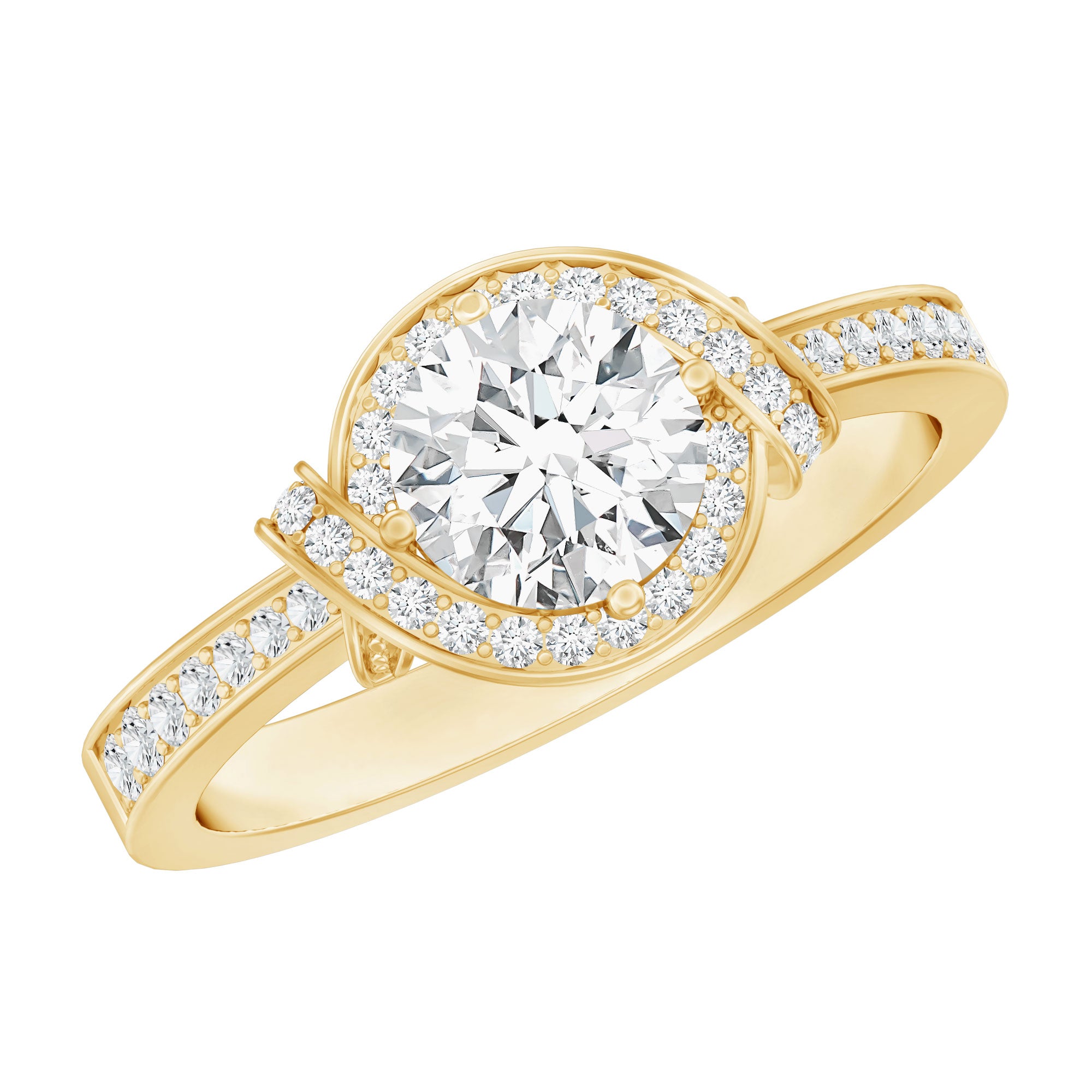 1 Carat Lab Grown Diamond Designer Halo Engagement Ring Lab - ( EF-VS ) - Rosec Jewels