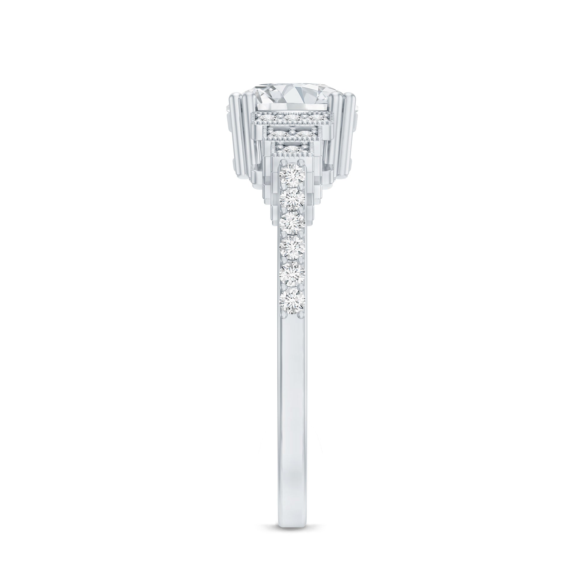 8 MM Lab Grown Diamond Retro Engagement Ring Lab - ( EF-VS ) - Rosec Jewels