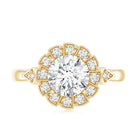 Certified 8 MM Lab Grown Diamond Flower Halo Engagement Ring Lab - ( EF-VS ) - Rosec Jewels