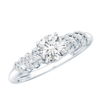6 MM Lab Grown Diamond Designer Engagement Ring With Side Stones Lab - ( EF-VS ) - Rosec Jewels