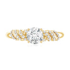 6 MM Lab Grown Diamond Designer Engagement Ring With Side Stones Lab - ( EF-VS ) - Rosec Jewels