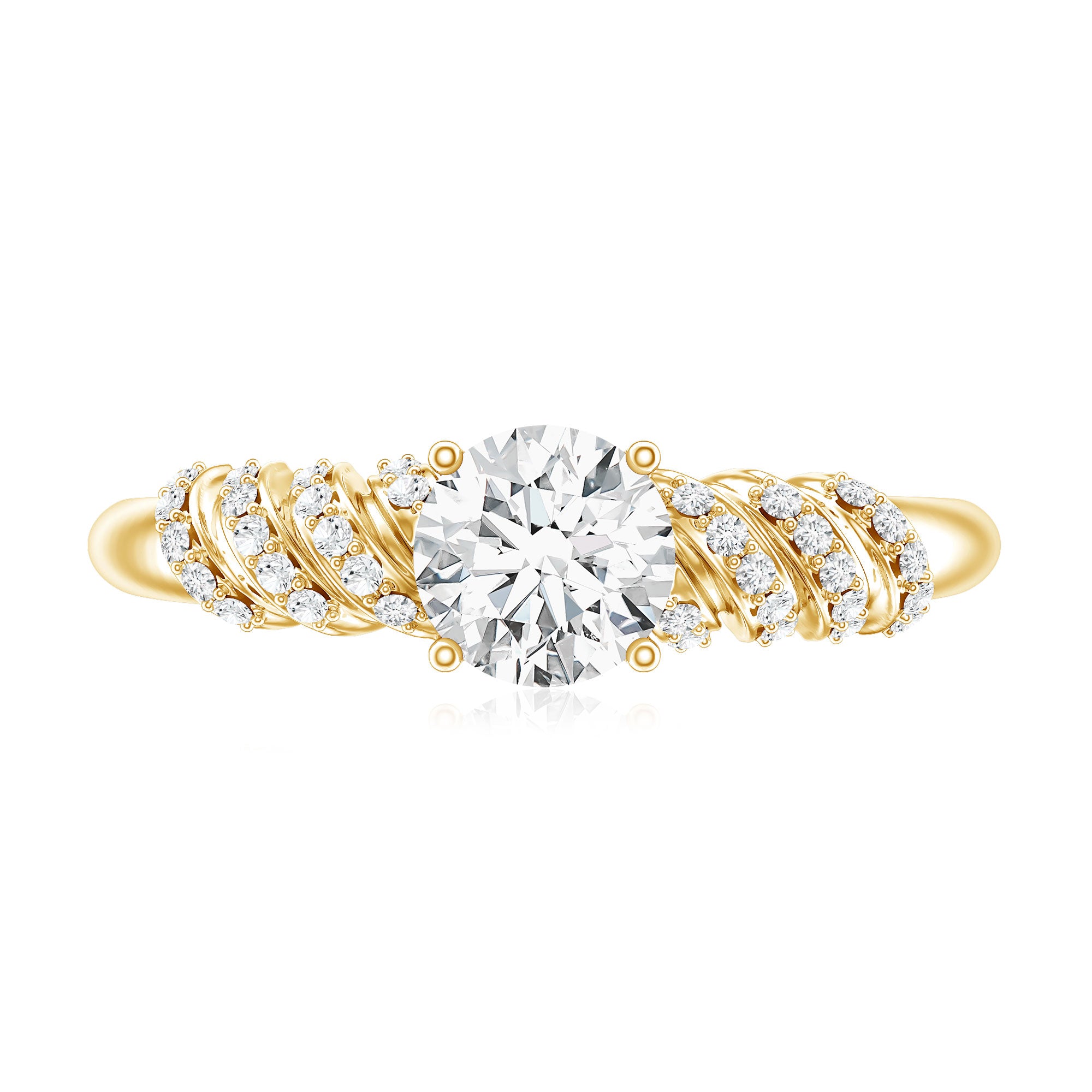 6 MM Lab Grown Diamond Designer Engagement Ring With Side Stones Lab - ( EF-VS ) - Rosec Jewels