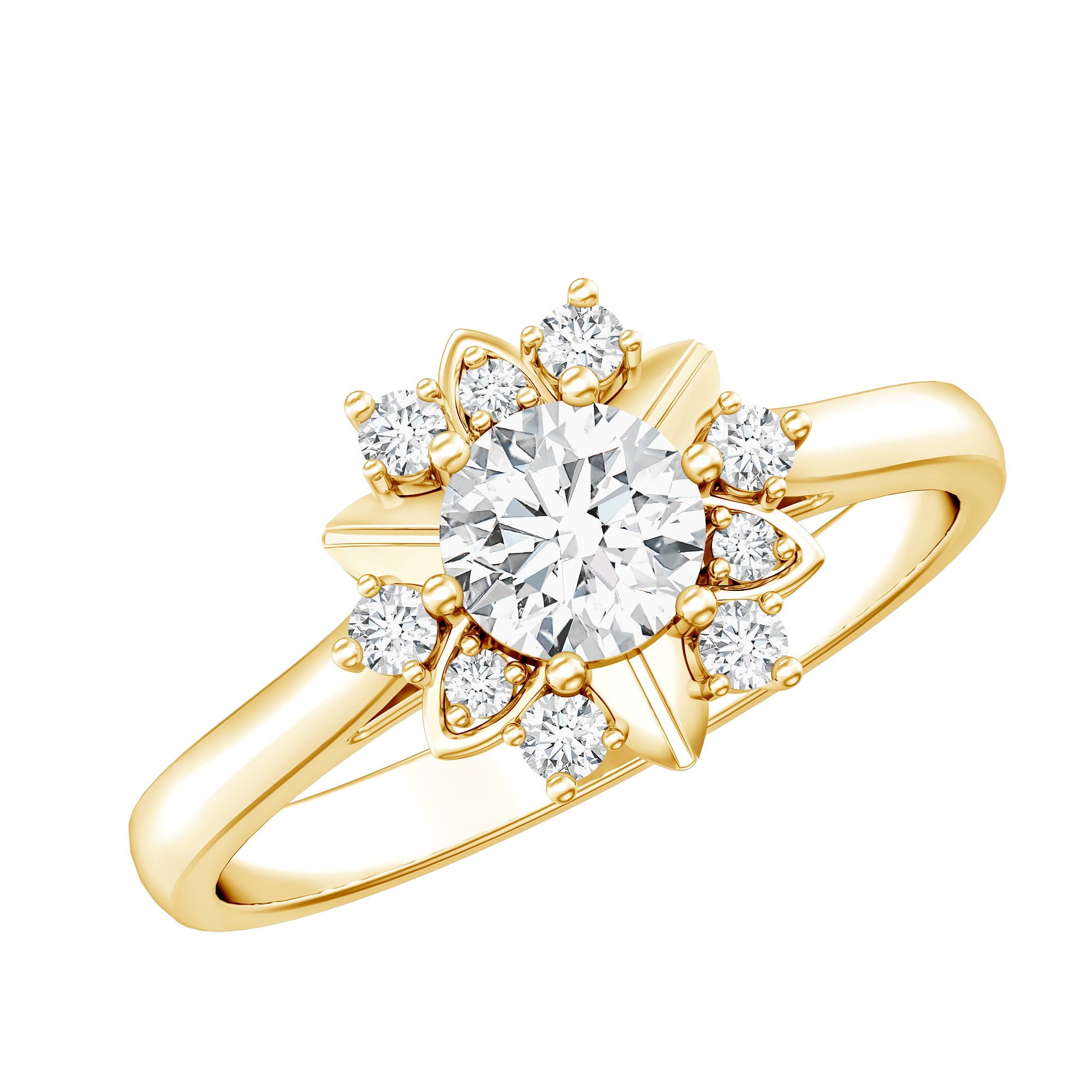 Certified Lab Grown Diamond Nature Engagement Ring Lab - ( EF-VS ) - Rosec Jewels