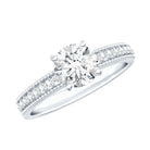 Certified 6 MM Lab Grown Diamond Engagement Ring with Side Stones Lab - ( EF-VS ) - Rosec Jewels