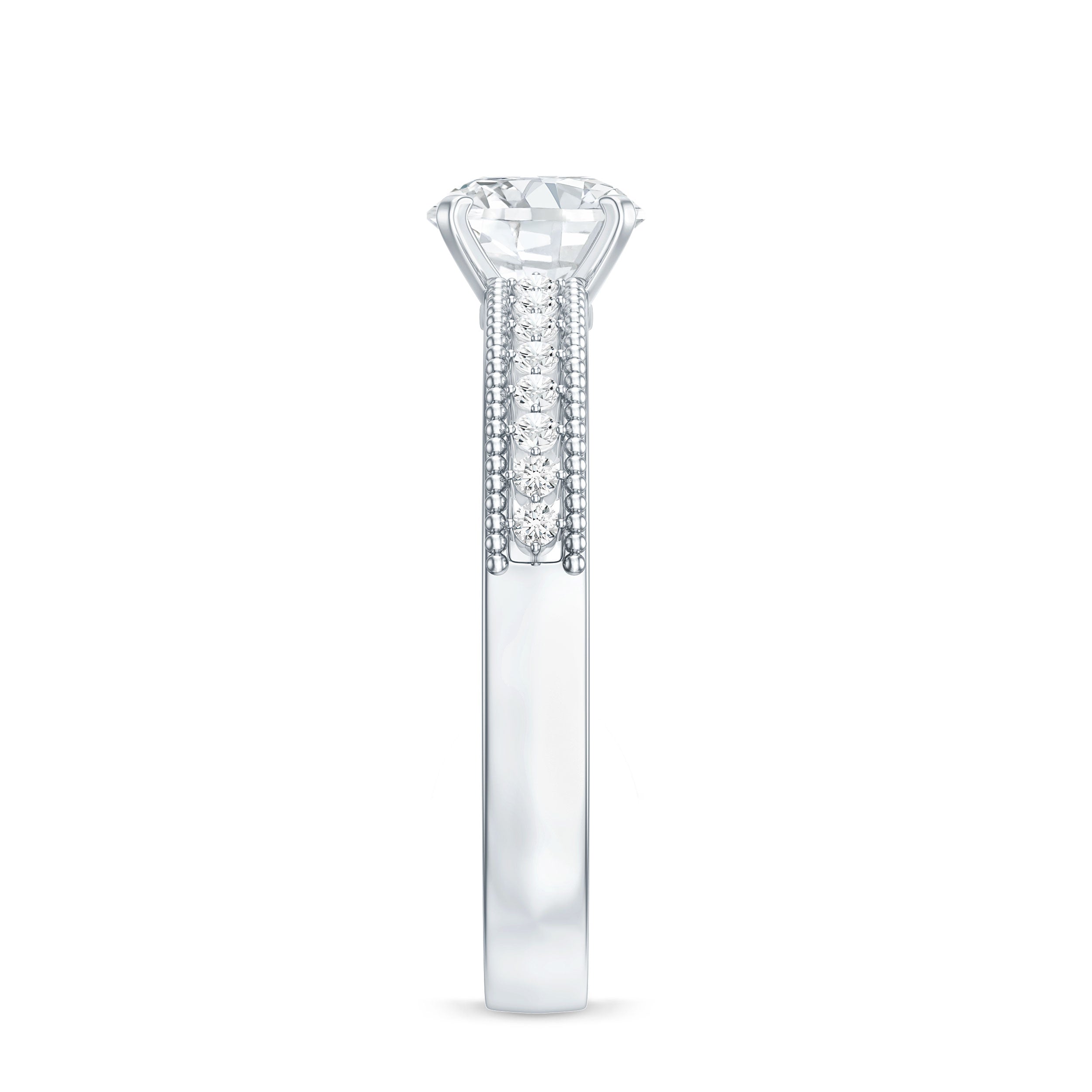 Certified 6 MM Lab Grown Diamond Engagement Ring with Side Stones Lab - ( EF-VS ) - Rosec Jewels