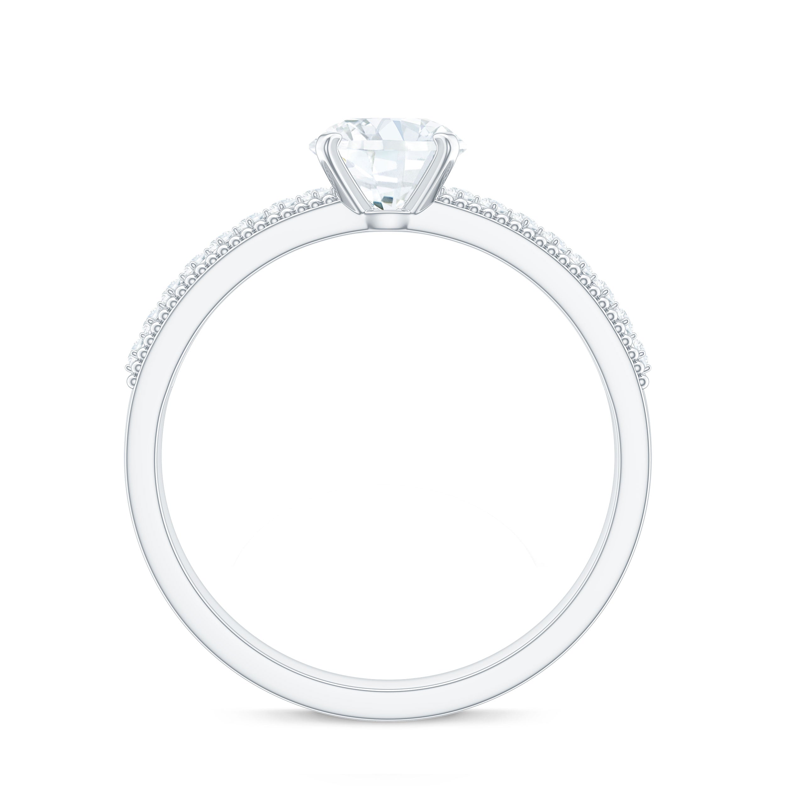 Certified 6 MM Lab Grown Diamond Engagement Ring with Side Stones Lab - ( EF-VS ) - Rosec Jewels