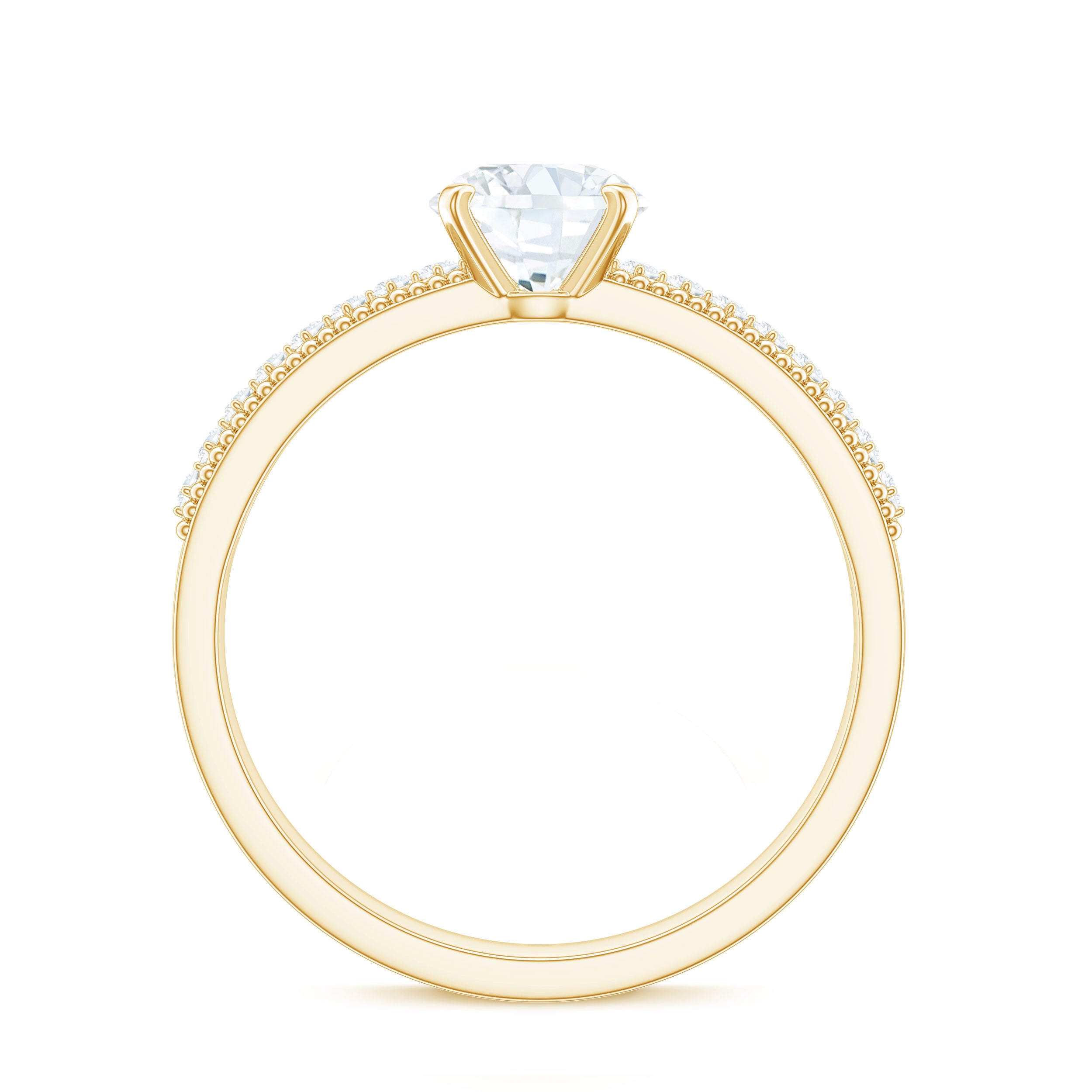 Certified 6 MM Lab Grown Diamond Engagement Ring with Side Stones Lab - ( EF-VS ) - Rosec Jewels
