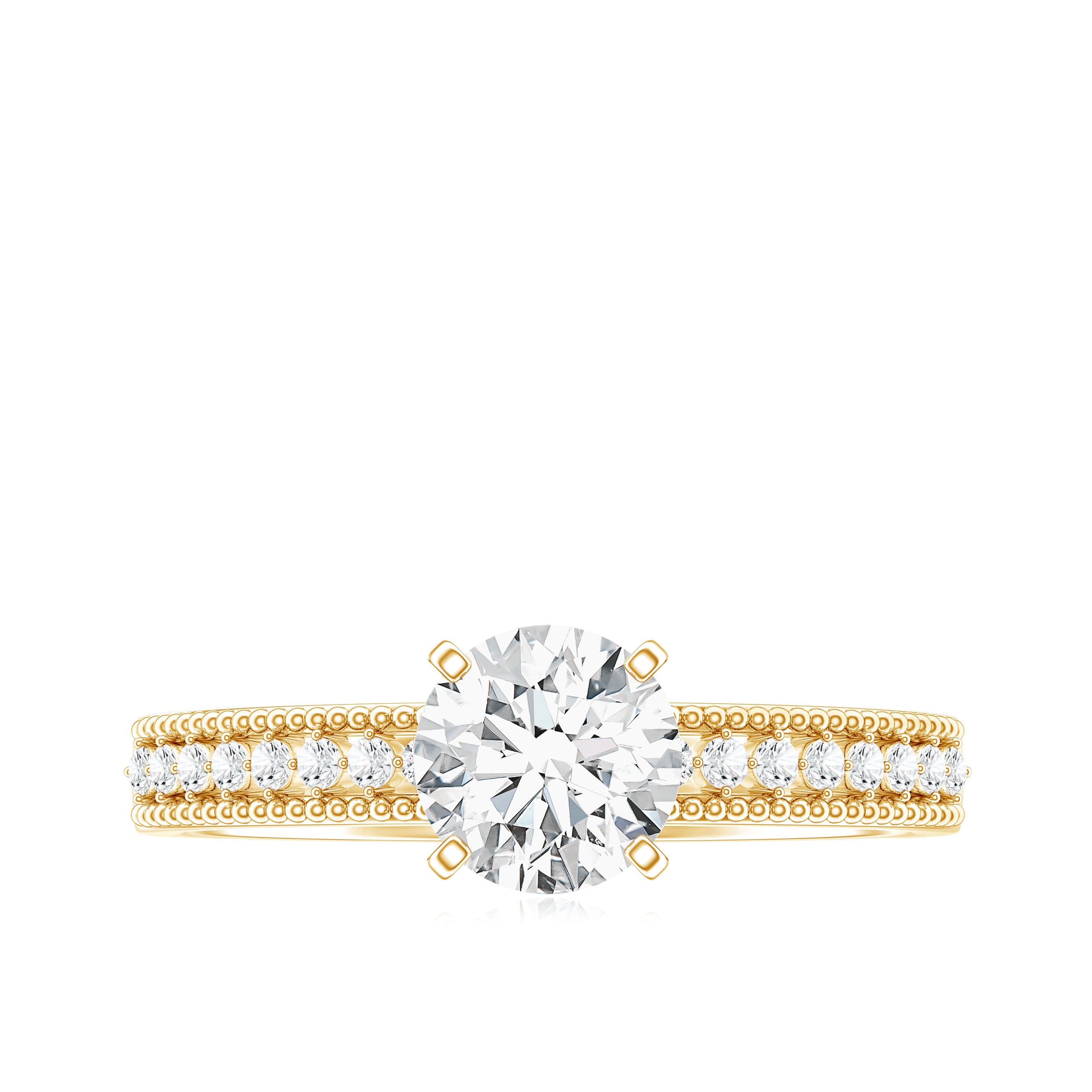 Certified 6 MM Lab Grown Diamond Engagement Ring with Side Stones Lab - ( EF-VS ) - Rosec Jewels
