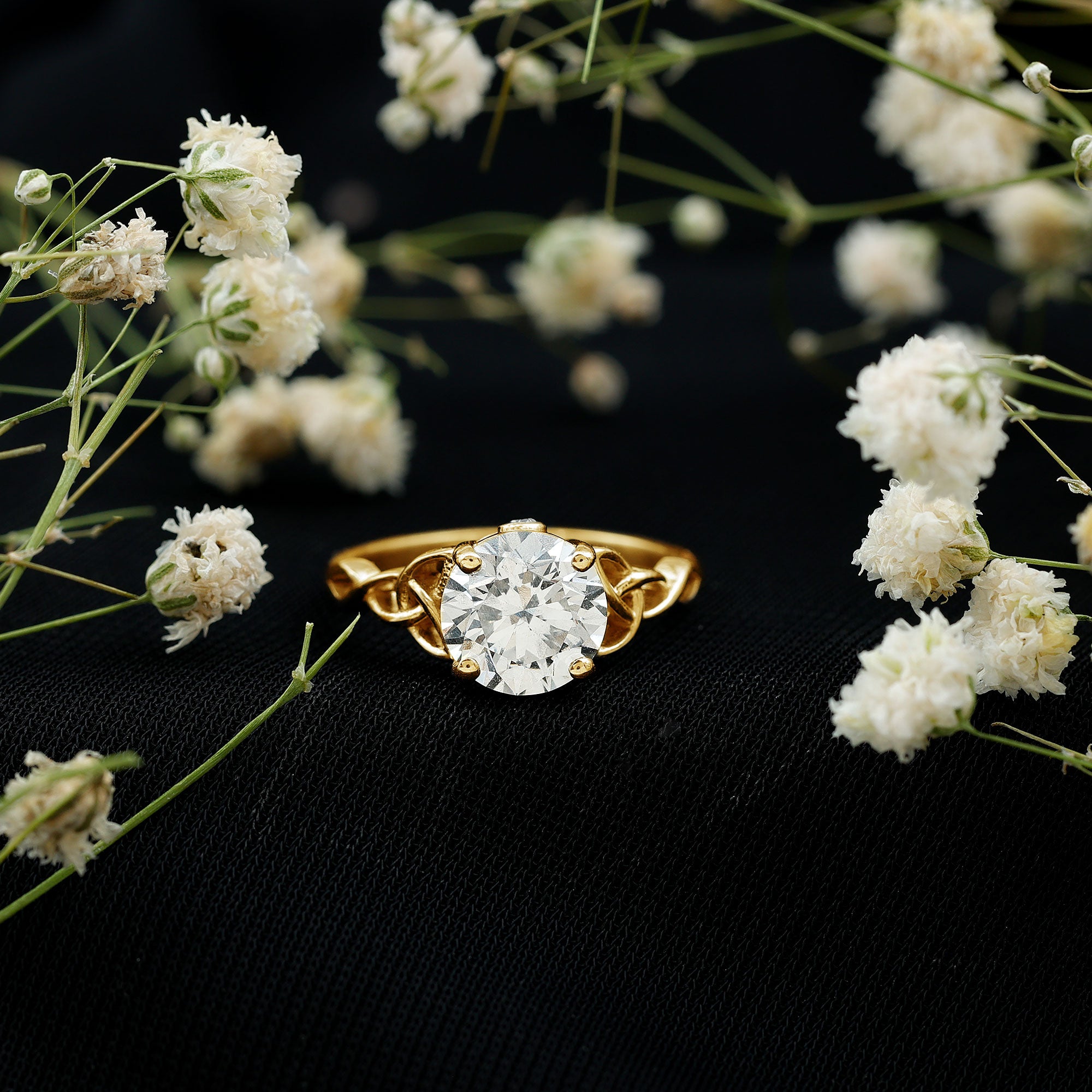 Certified 8 MM Round Lab Grown Diamond Celtic Engagement Ring Lab - ( EF-VS ) - Rosec Jewels