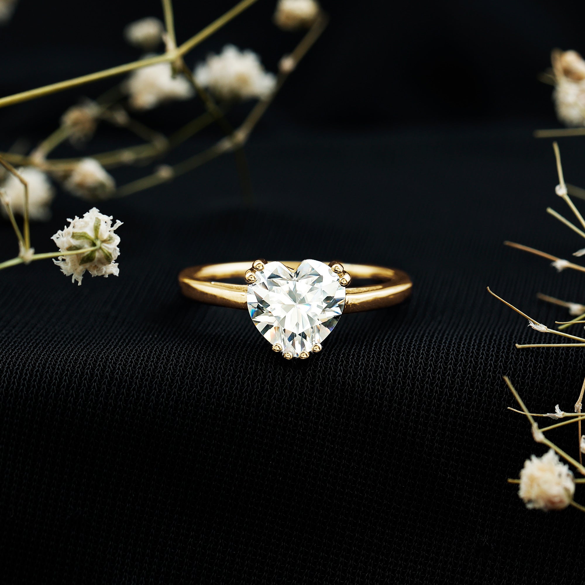 Certified Lab Grown Diamond Heart Engagement Ring 8 MM with Double Prong Lab - ( EF-VS ) - Rosec Jewels