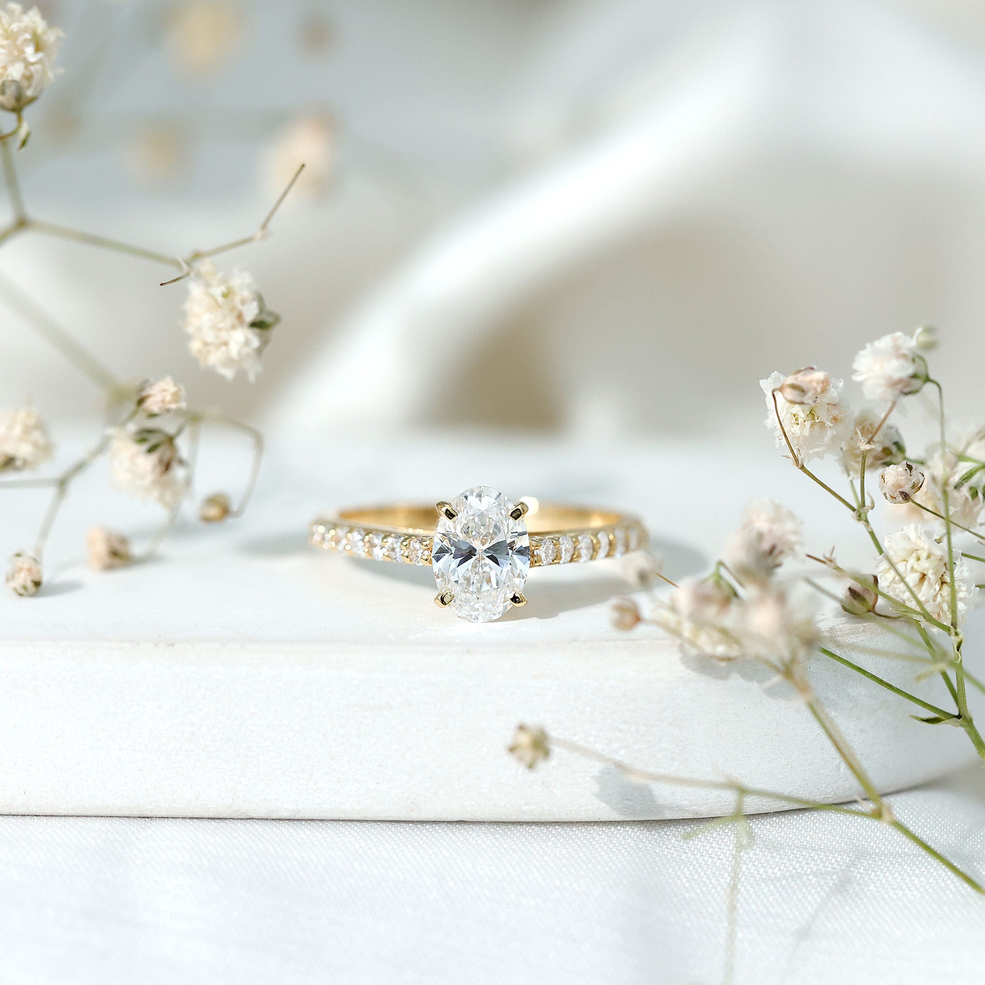 Certified Lab Grown Diamond 2 Carat Engagement Ring With Side Stones Lab - ( EF-VS ) - Rosec Jewels