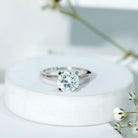 2 Carat Lab Grown Diamond Classic Engagement Ring in Silver Lab - ( EF-VS ) 92.5 Sterling Silver - Rosec Jewels