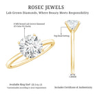 2 Carat Lab Grown Diamond Classic Engagement Ring in Silver Lab - ( EF-VS ) 14K Yellow Gold Plated Silver - Rosec Jewels