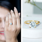 2 Carat Lab Grown Diamond Classic Engagement Ring in Silver Lab - ( EF-VS ) 14K Yellow Gold Plated Silver - Rosec Jewels