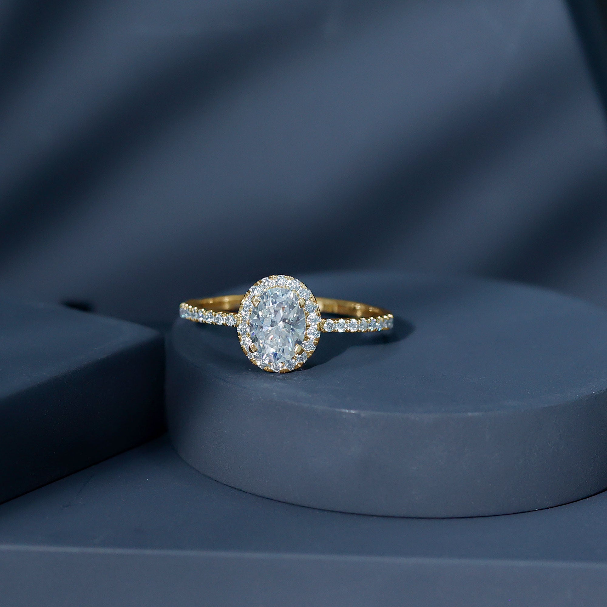 Rosec Jewels-Certified Lab Grown Diamond 6X8 MM Oval Engagement Ring With Side Stones