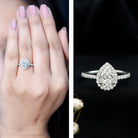 Certified Lab Grown Diamond Pear Halo Engagement Ring Lab - ( EF-VS ) - Rosec Jewels