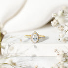 Certified Lab Grown Diamond Pear Halo Engagement Ring Lab - ( EF-VS ) - Rosec Jewels