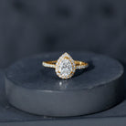Certified Lab Grown Diamond Pear Halo Engagement Ring Lab - ( EF-VS ) - Rosec Jewels
