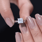 6 MM Princess Cut Lab Grown Diamond Solitaire Engagement Ring For Women Lab - ( EF-VS ) - Rosec Jewels