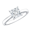 6 MM Princess Cut Lab Grown Diamond Solitaire Engagement Ring For Women Lab - ( EF-VS ) - Rosec Jewels