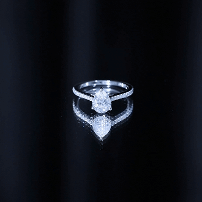 Rosec Jewels-Lab Diamond 6X8 MM Pear Shape Engagement Ring With Side Stones