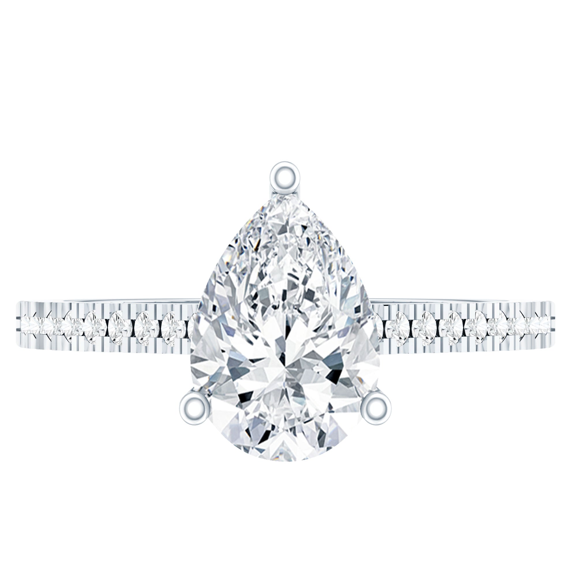 Rosec Jewels-Lab Diamond 6X8 MM Pear Shape Engagement Ring With Side Stones