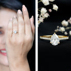 Rosec Jewels-Lab Diamond 6X8 MM Pear Shape Engagement Ring With Side Stones