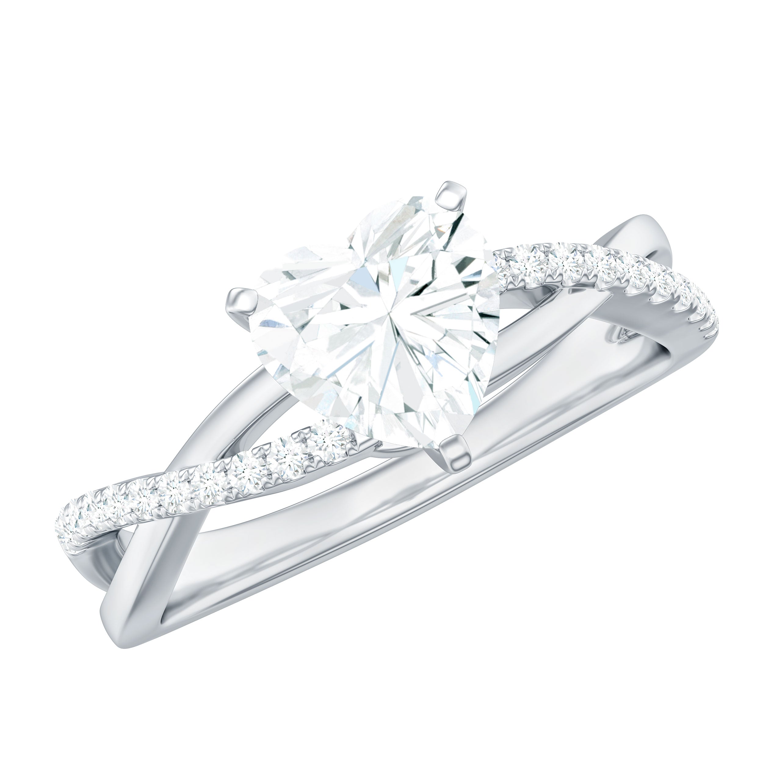 Criss Cross Lab Grown Diamond Heart Engagement Ring