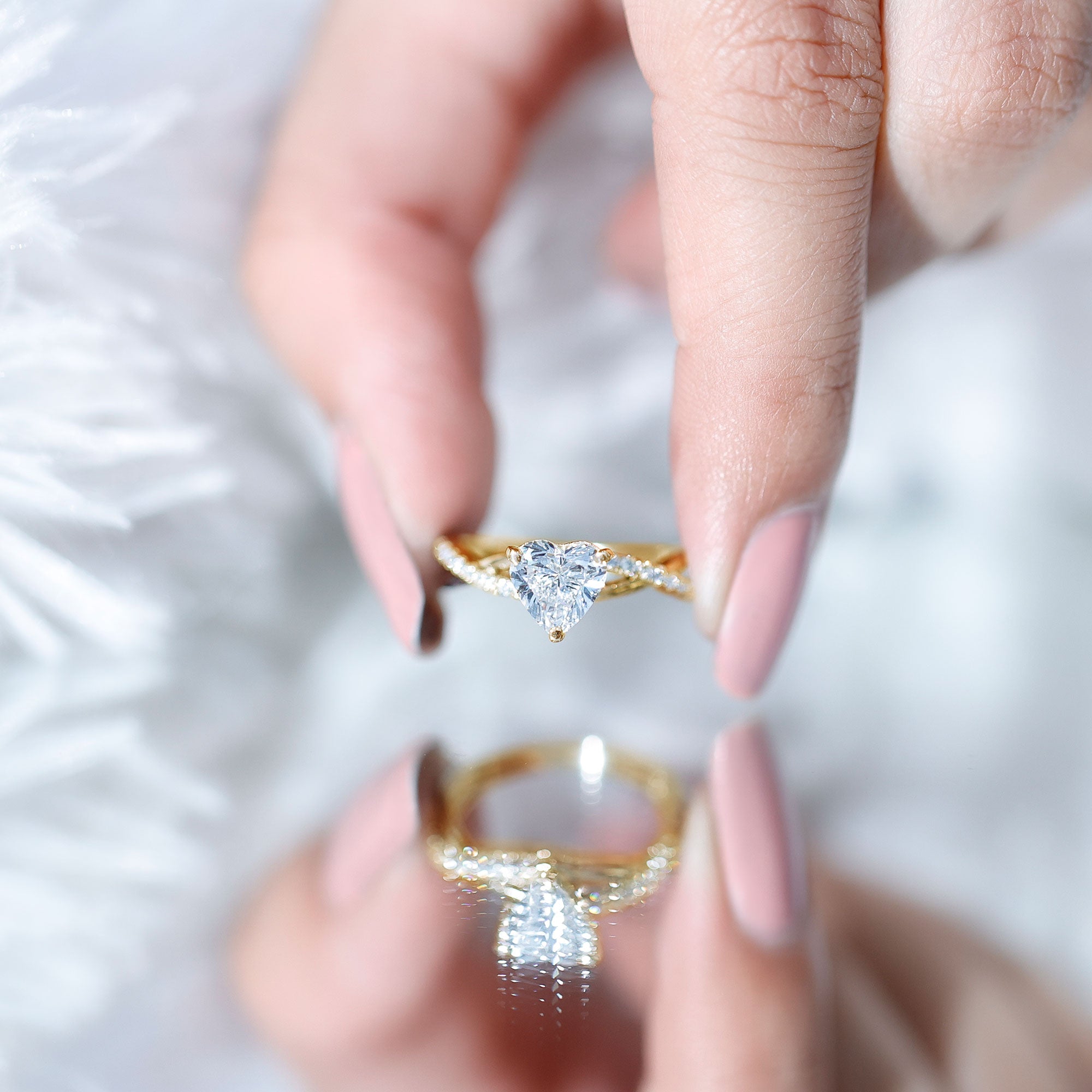 Criss Cross Lab Grown Diamond Heart Engagement Ring Lab - ( EF-VS ) - Rosec Jewels