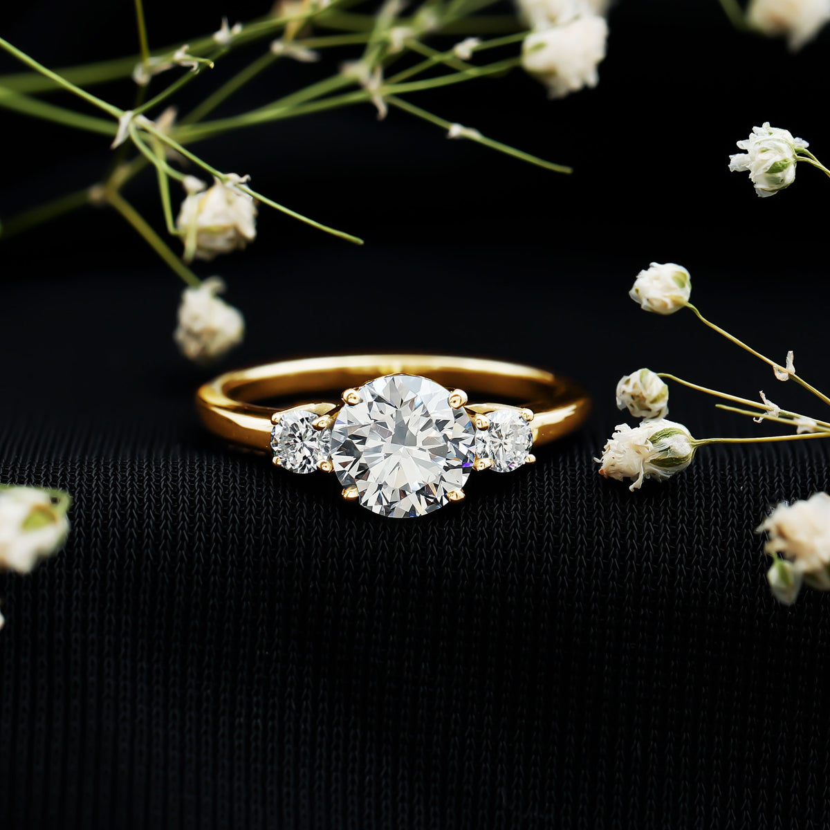 1.2 Carat Lab Grown Diamond 3 Stone Engagement Ring for Women Lab - ( EF-VS ) - Rosec Jewels