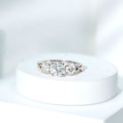 Rosec Jewels-Lab Grown Diamond Three Stone Engagement Ring with Crossover Shank