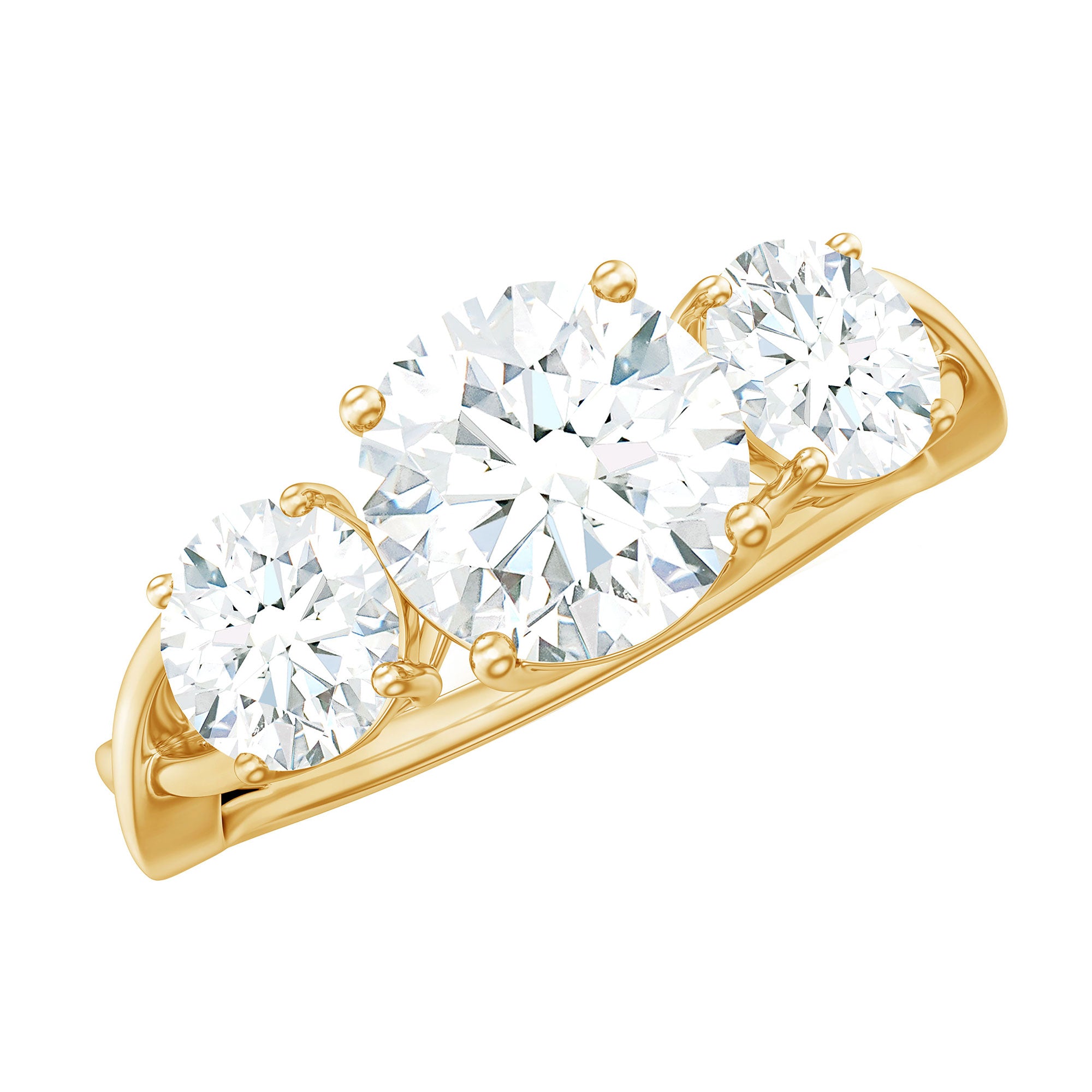 Rosec Jewels-Lab Grown Diamond Three Stone Engagement Ring with Crossover Shank