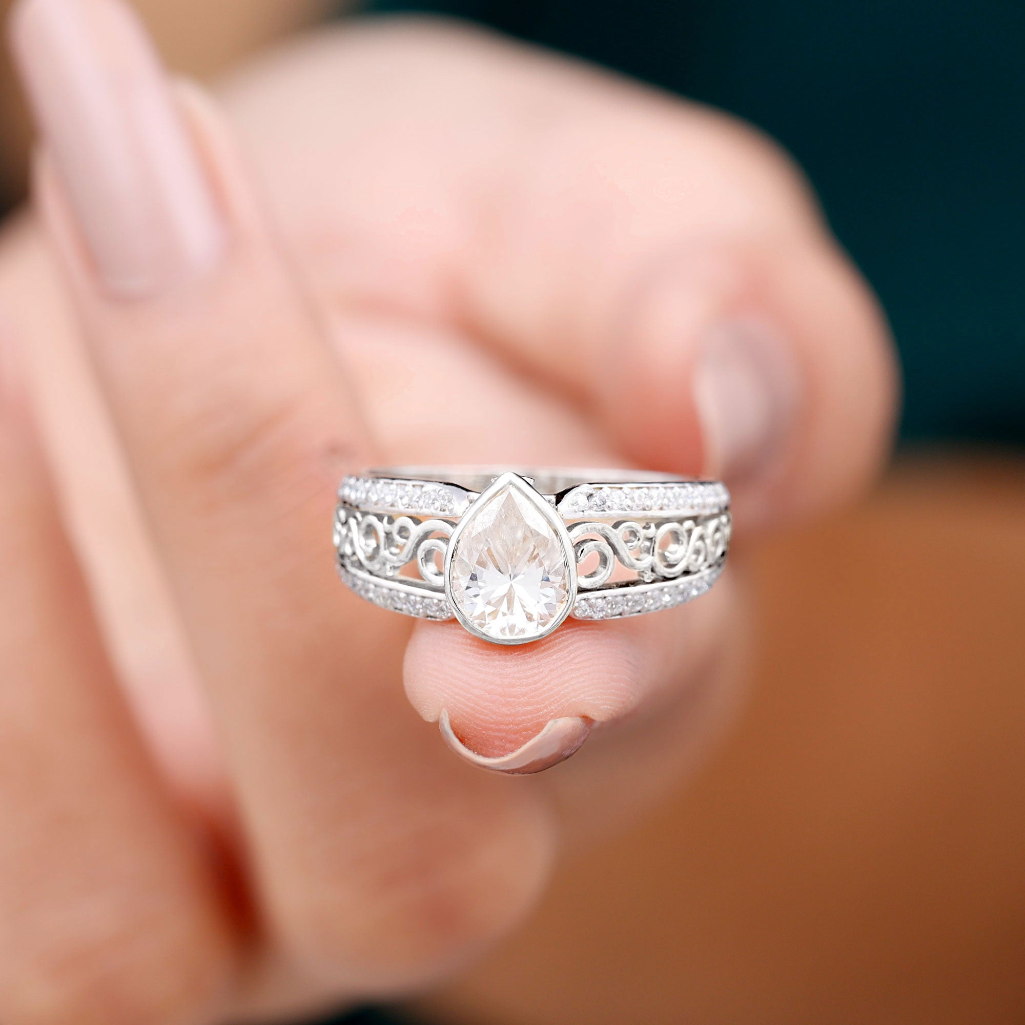 Rosec Jewels-Certified Lab Created Diamond Antique Engagement Ring for Women