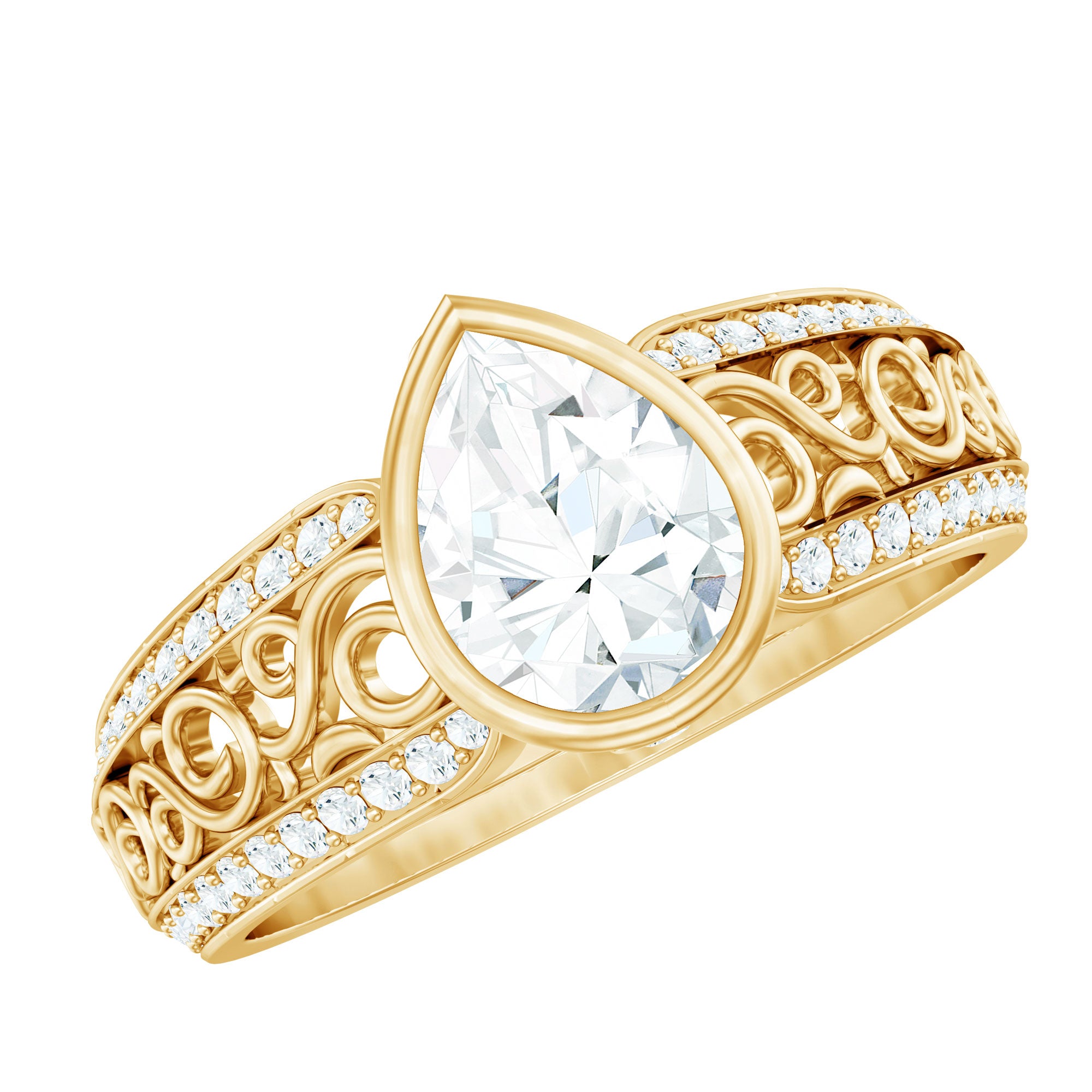 Rosec Jewels-Certified Lab Created Diamond Antique Engagement Ring for Women