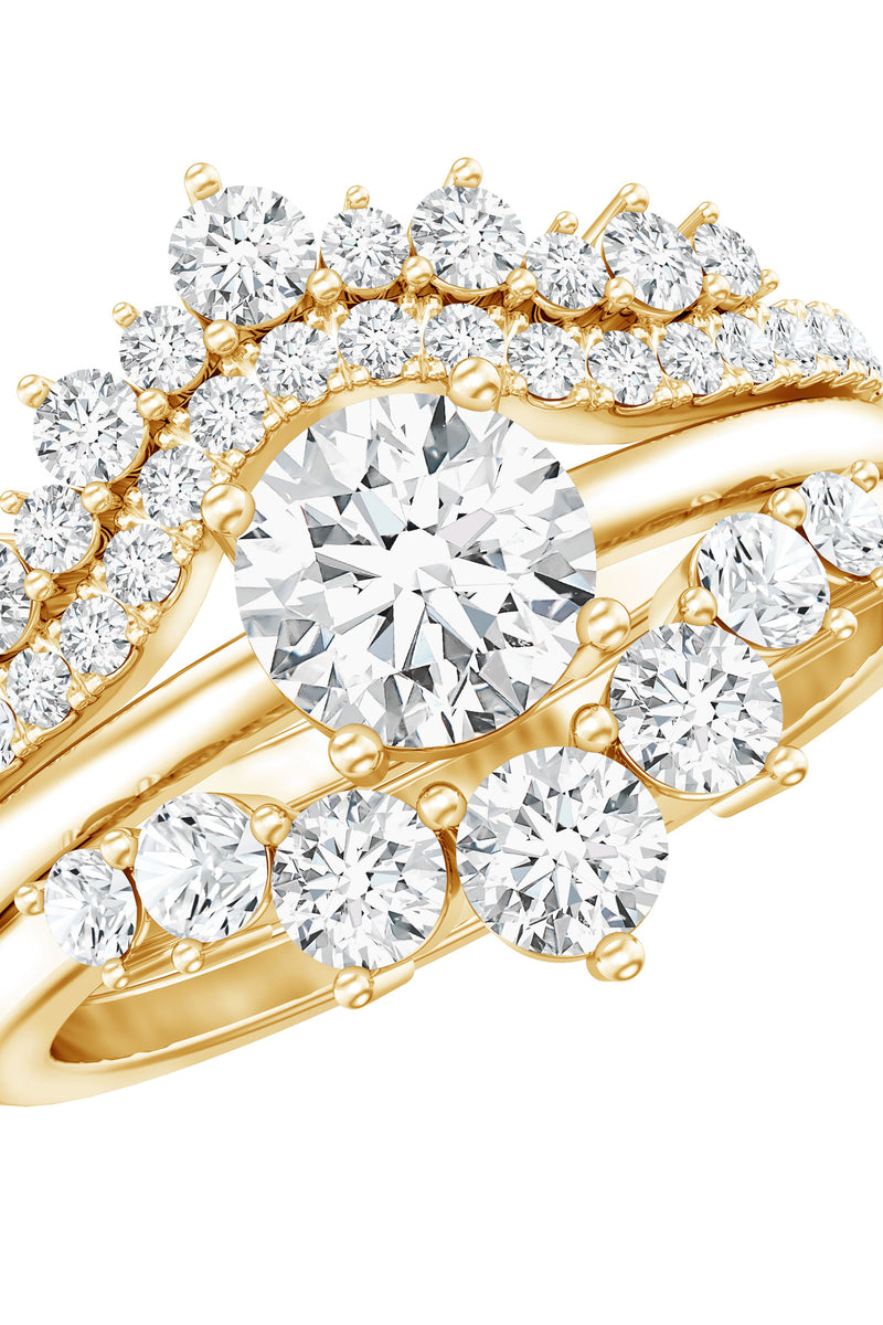 Rosec Jewels 0.25 Carat Lab Grown Diamond Vintage Bridal Ring Set with 3 Piece