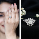 Rosec Jewels-Lab Created Diamond Flower Engagement Ring for Women