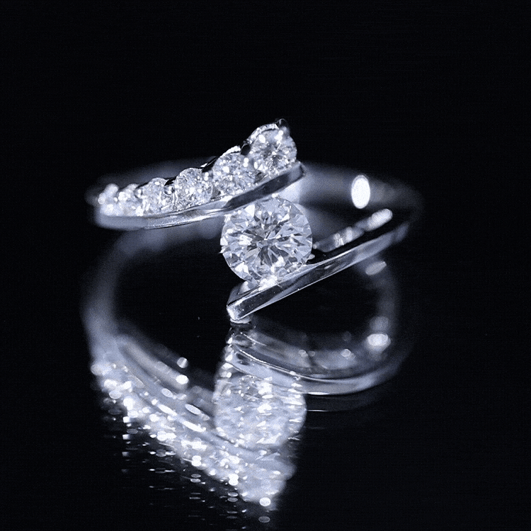 Certified Lab Grown Diamond Bypass Engagement Ring for Women Lab - ( EF-VS ) - Rosec Jewels