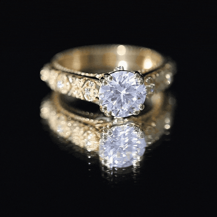 Lab Grown Diamond Antique Looking Engagement Ring Lab - ( EF-VS ) - Rosec Jewels