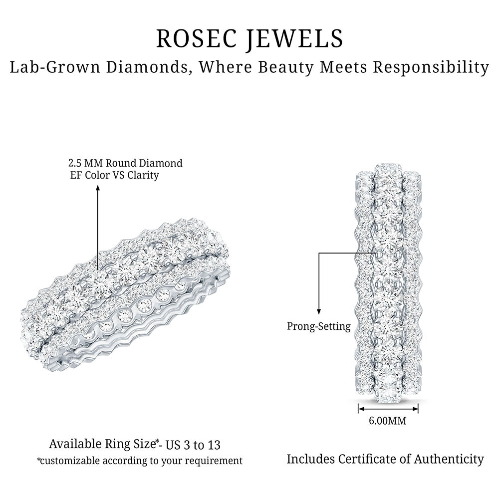 Certified Lab Grown Diamond Eternity Wedding Band for Her Lab - ( EF-VS ) - Rosec Jewels