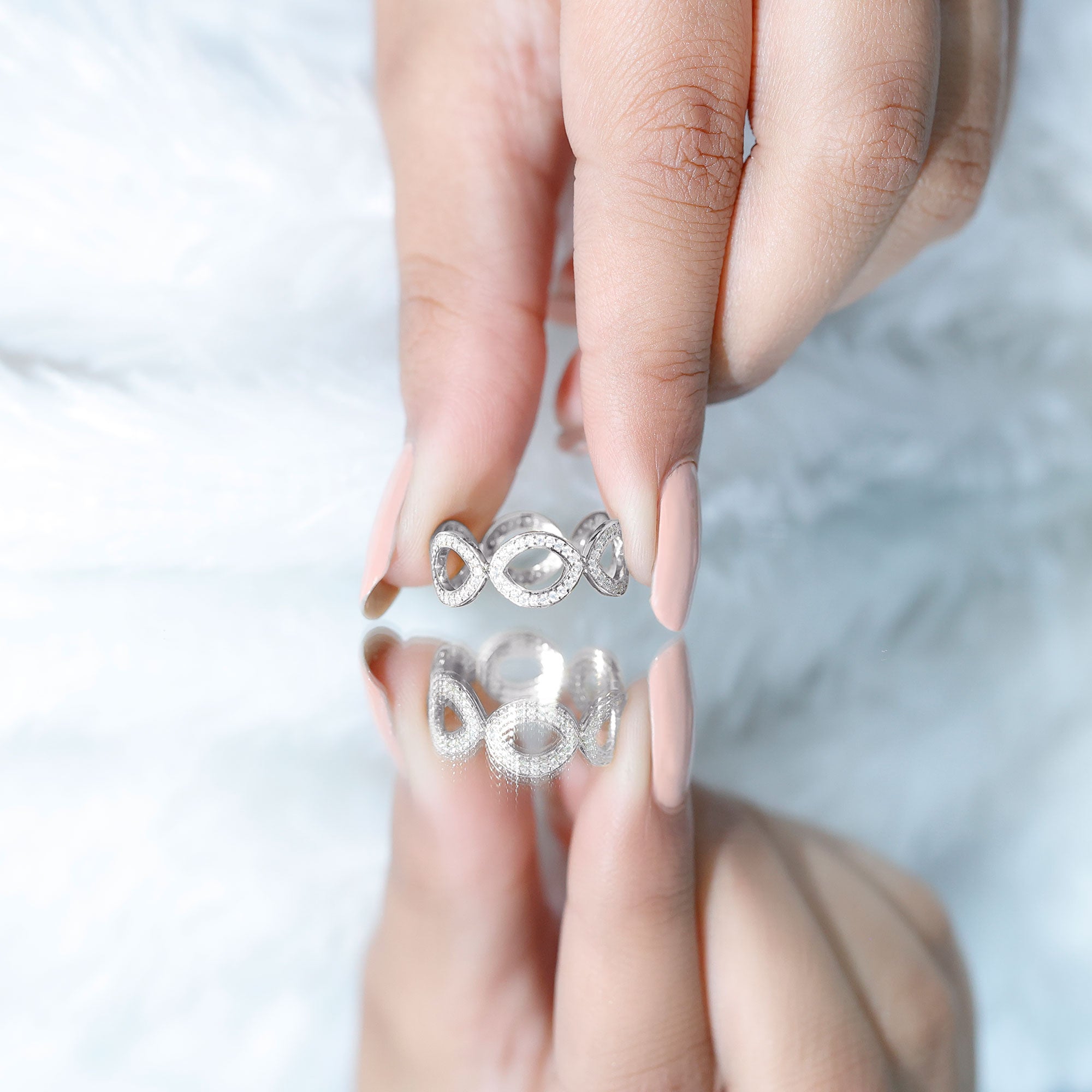 Rosec Jewels-Lab Created Diamond Infinity Band Ring for Women