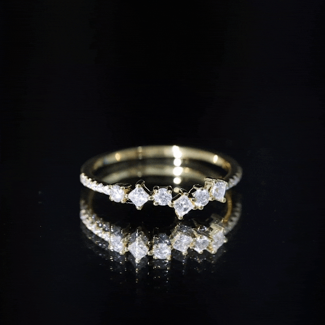 Minimalist Lab Grown Diamond Half Eternity Ring Lab - ( EF-VS ) - Rosec Jewels