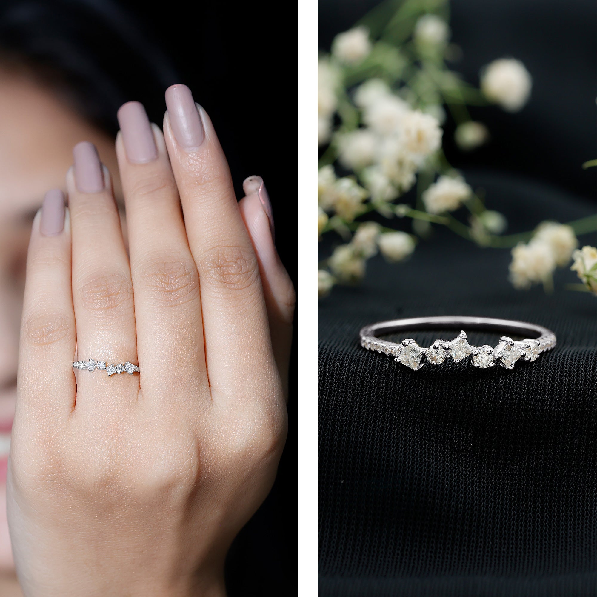 Rosec Jewels-Minimalist Lab Grown Diamond Half Eternity Ring