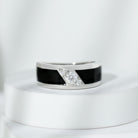 Rosec Jewels-Certified Lab Grown Diamond Mens Wedding Band With Enamel