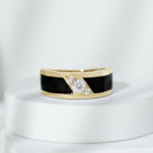 Rosec Jewels-Certified Lab Grown Diamond Mens Wedding Band With Enamel