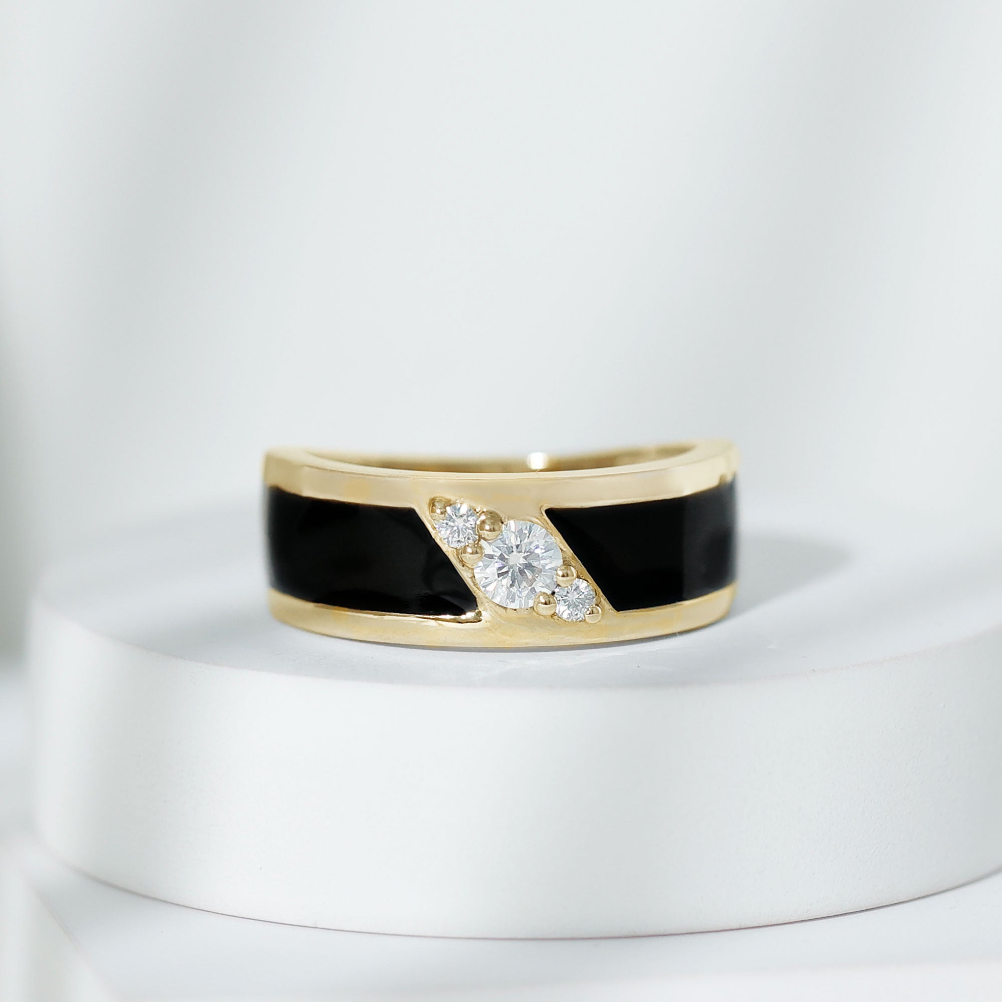 Rosec Jewels-Certified Lab Grown Diamond Mens Wedding Band With Enamel