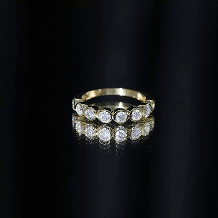 Bezel Set Lab Grown Diamond Semi Eternity Ring for Women Lab - ( EF-VS ) - Rosec Jewels