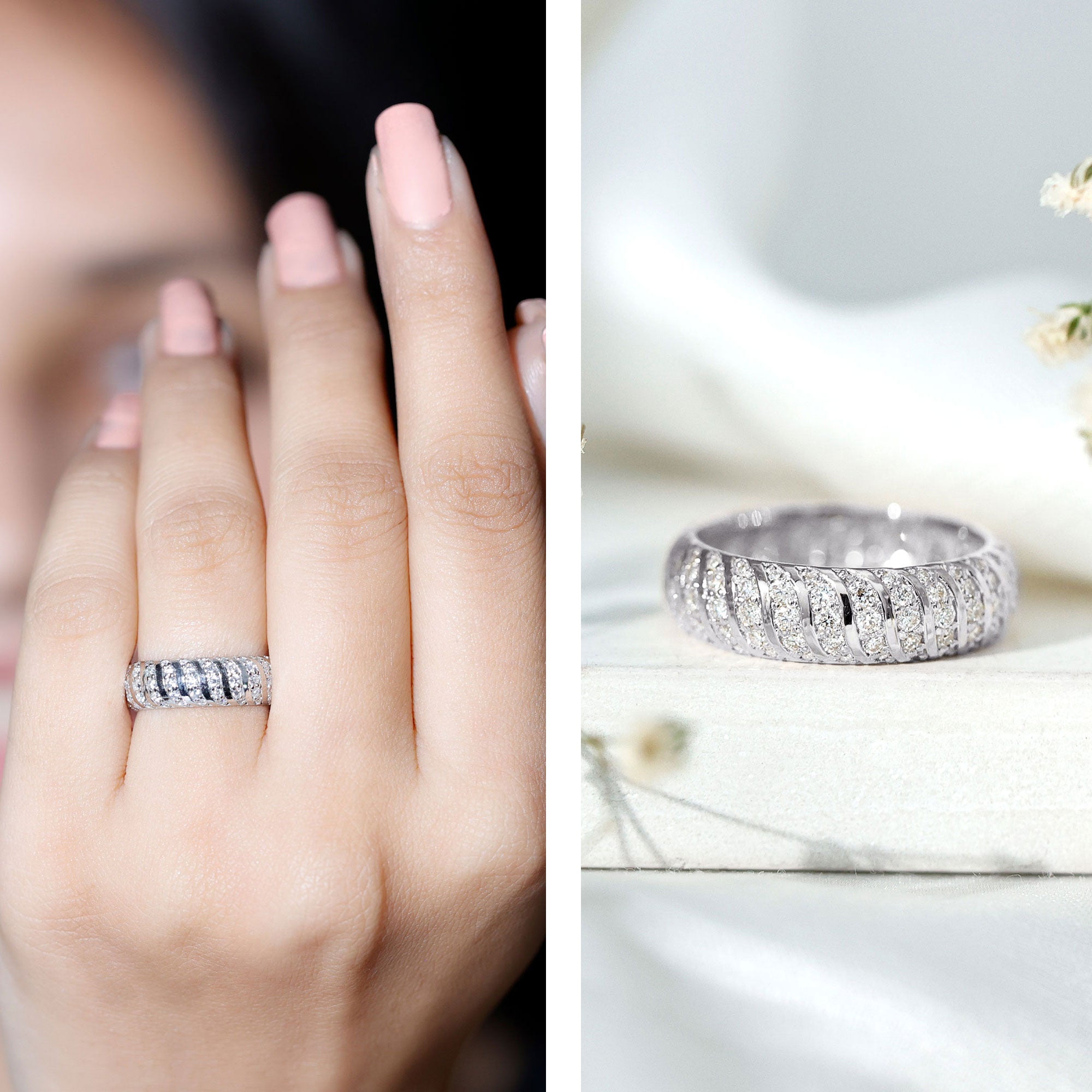 Rosec Jewels-Certified Lab Grown Diamond Wide Wedding Band for Women